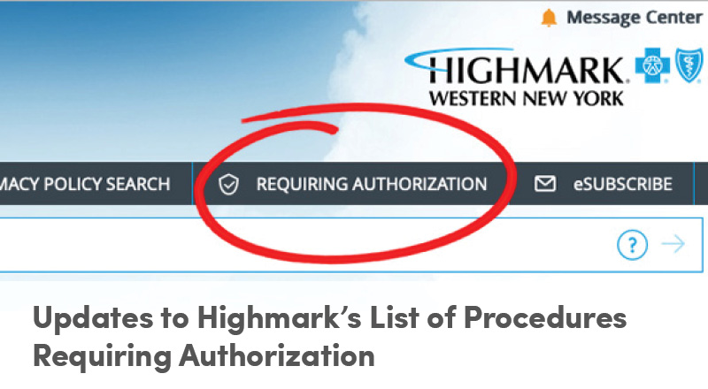 Updates to Highmark's List of Procedures Requiring Authorization